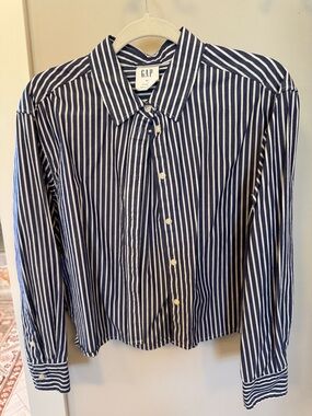 GAP Navy & White Vertical Stripe Button-Down